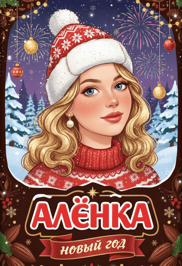 Новогодний портрет в стиле «Алёнка»